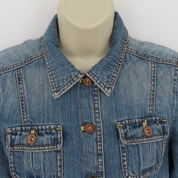 DKNY Jeans Women Small Blue Denim Jean Jacket Collar Button Pockets Cotton Y2K - Picture 2 of 10
